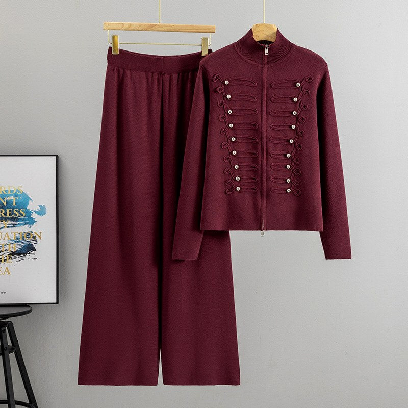 Lia - Women’s High-Neck Jacket and Wide-Leg Trousers Set 4