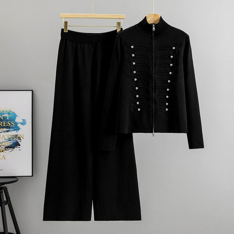 Lia - Women’s High-Neck Jacket and Wide-Leg Trousers Set 5