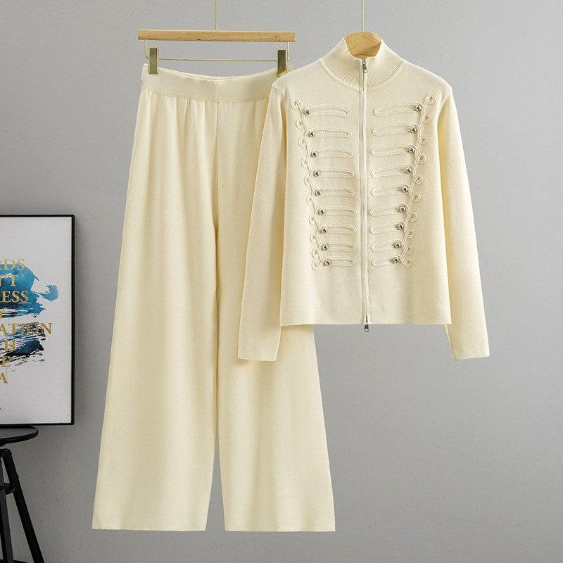 Lia - Women’s High-Neck Jacket and Wide-Leg Trousers Set 6