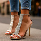 Liana - Women's Rhinestone T-Strap Stiletto Heels