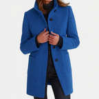 Liza - Women's Stand Collar Button-Front Coat 