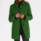Liza - Women's Stand Collar Button-Front Coat 