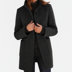 Liza - Women's Stand Collar Button-Front Coat 