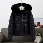 Londyn - Women’s Belted Puffer Jacket with Plush Hood