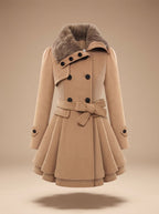 Lorelei - Women's Double-Breasted Faux-Fur Collar Coat