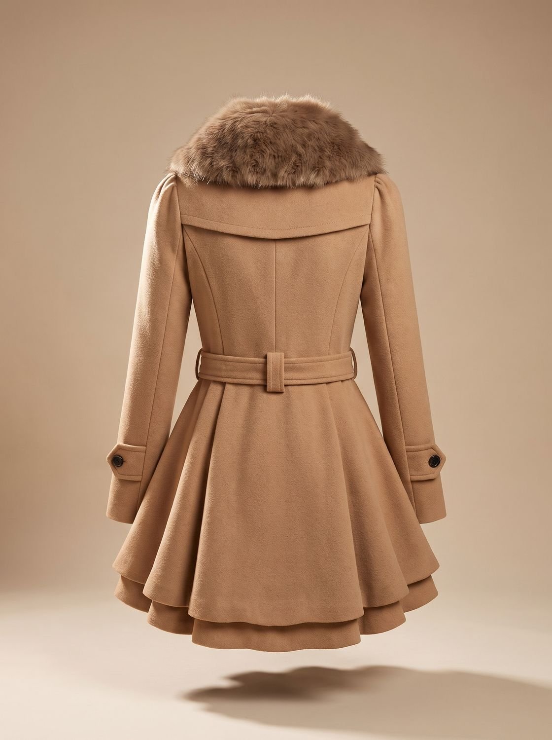 Lorelei - Women's Double-Breasted Faux-Fur Collar Coat