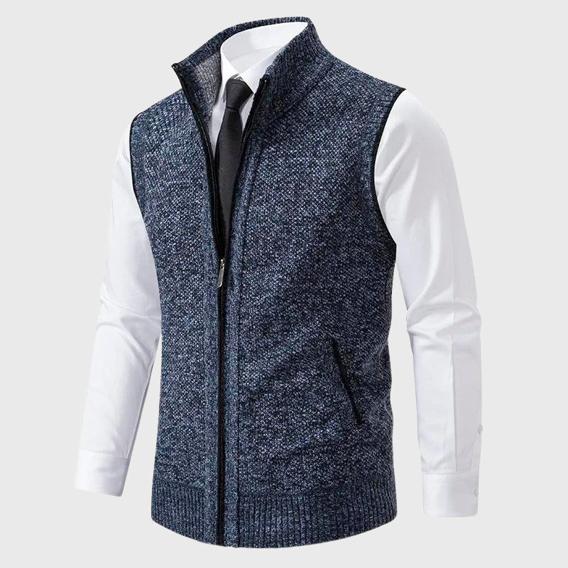 Luciano - Men's Stand-Collar Knit Vest with Full Zip