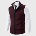 Luciano - Men's Stand-Collar Knit Vest with Full Zip