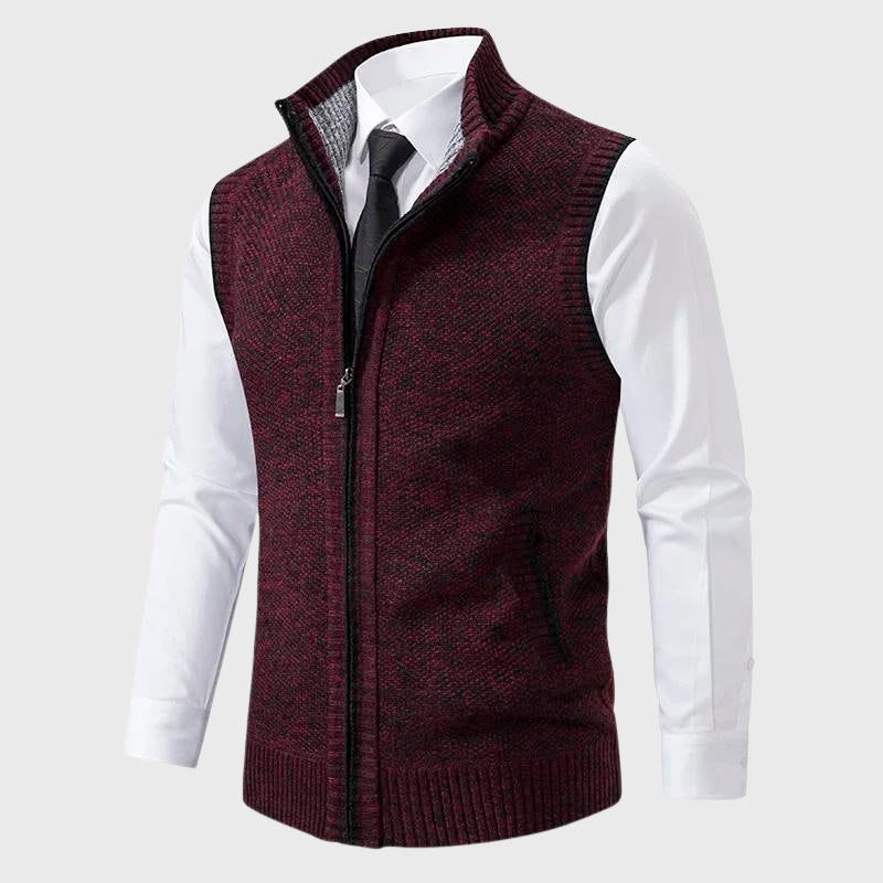 Luciano - Men's Stand-Collar Knit Vest with Full Zip