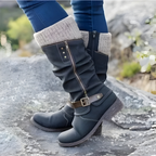 Lucille - Women's Calf Boots with Buckle Detail