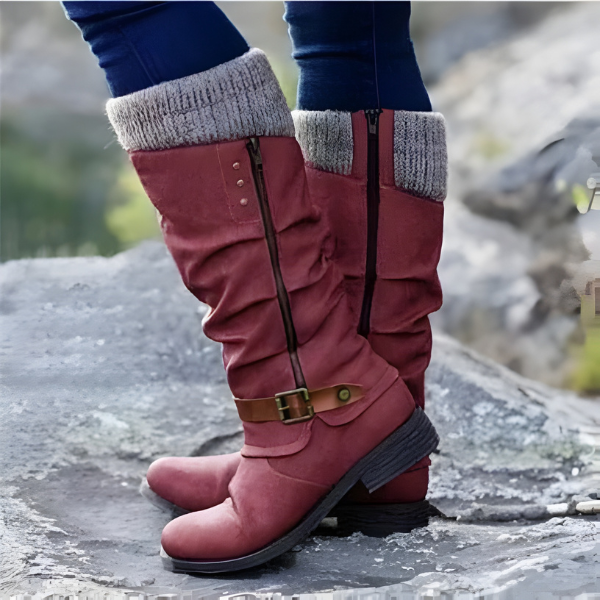 Lucille - Women's Calf Boots with Buckle Detail