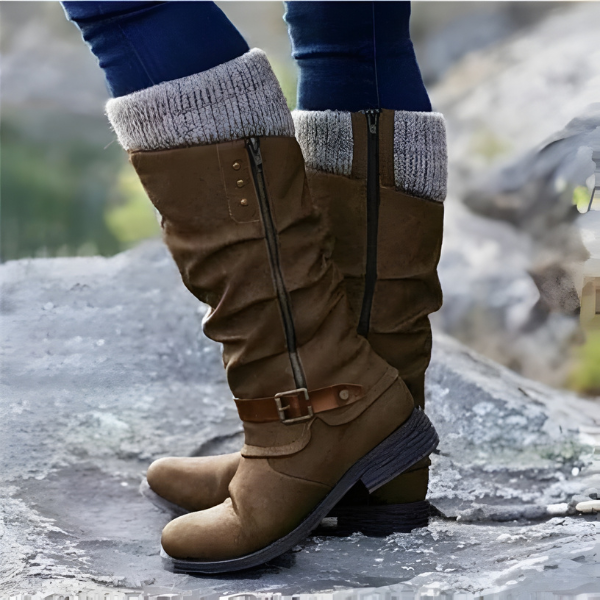Lucille - Women's Calf Boots with Buckle Detail