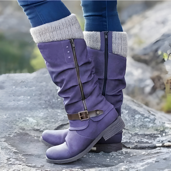 Lucille - Women's Calf Boots with Buckle Detail