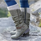 Lucille - Women's Calf Boots with Buckle Detail