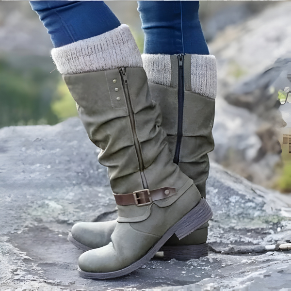 Lucille - Women's Calf Boots with Buckle Detail