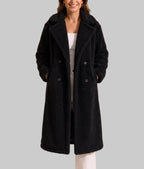 Lucinda - Women's Longline Boucle Coat with Notch Lapels