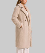 Lucinda - Women's Longline Boucle Coat with Notch Lapels