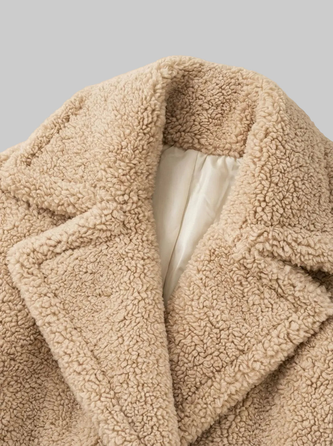 Lucinda - Women's Longline Boucle Coat with Notch Lapels
