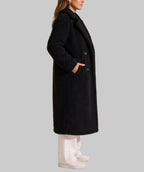 Lucinda - Women's Longline Boucle Coat with Notch Lapels