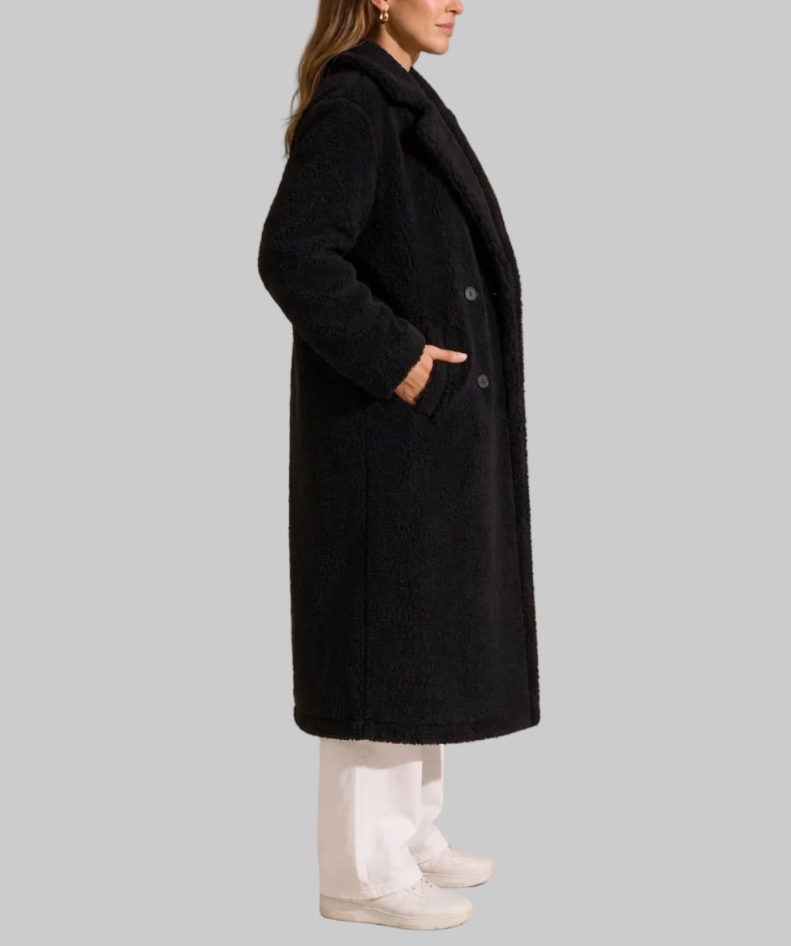 Lucinda - Women's Longline Boucle Coat with Notch Lapels