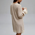 Luisa - Women's Lace-Trim Button-Front V-Neck Dress 2