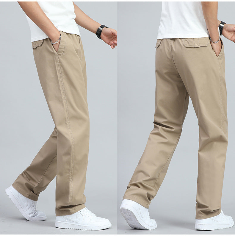 Luke - Men's Relaxed Straight-Leg Cotton Pants with Elastic Waist