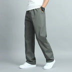 Luke - Men's Relaxed Straight-Leg Cotton Pants with Elastic Waist