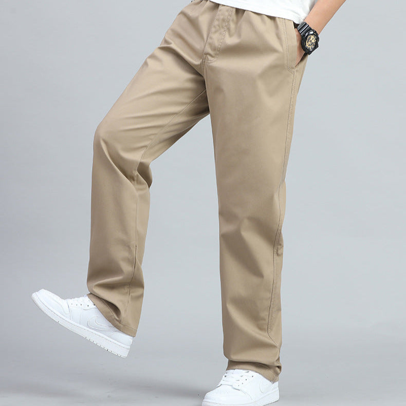 Luke - Men's Relaxed Straight-Leg Cotton Pants with Elastic Waist
