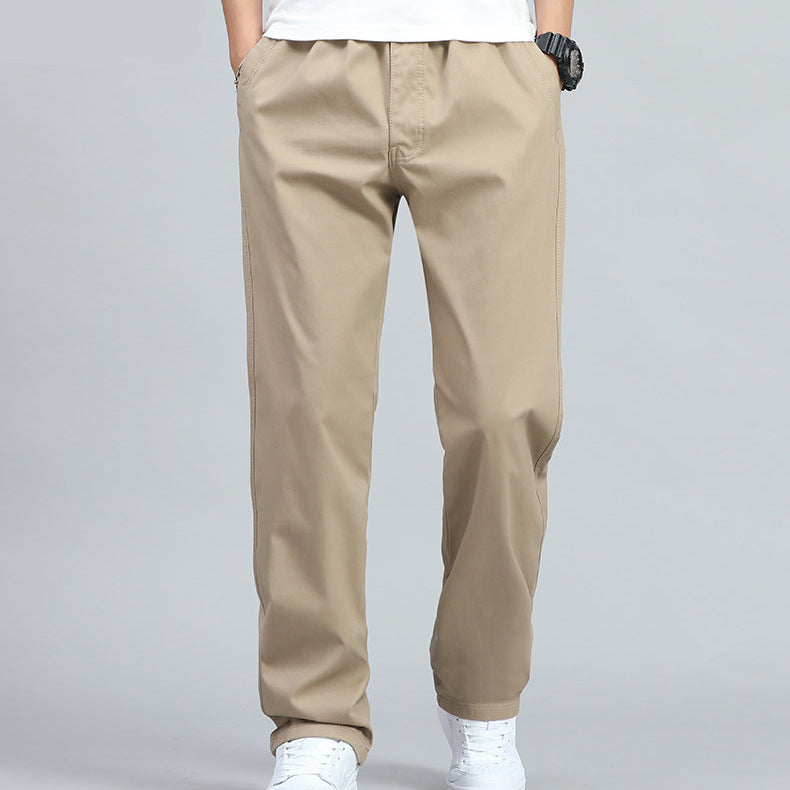 Luke - Men's Relaxed Straight-Leg Cotton Pants with Elastic Waist