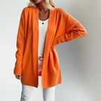 Luna - Women's Ribbed-Cuff Open-Front Cardigan