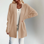 Luna - Women's Ribbed-Cuff Open-Front Cardigan