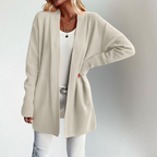 Luna - Women's Ribbed-Cuff Open-Front Cardigan