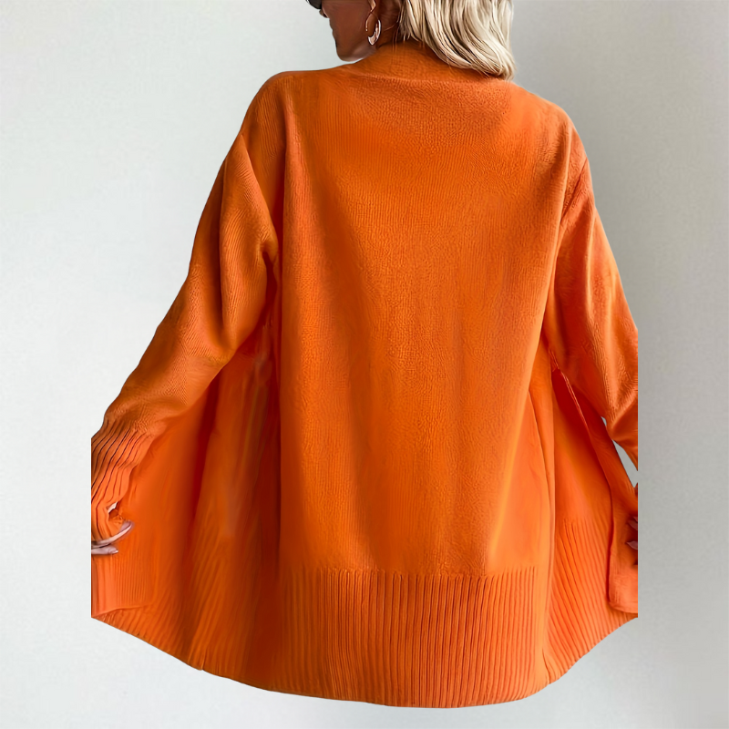 Luna - Women's Ribbed-Cuff Open-Front Cardigan