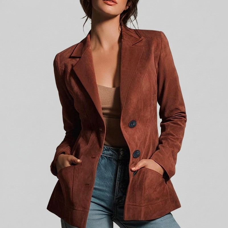 Lyra - Women's Button-Front Tailored Blazer Jacket with Pockets 2