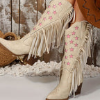 Mara - Women's Fringe Western Boots with Embroidered Stars