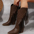 Mara - Women's Fringe Western Boots with Embroidered Stars