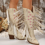 Mara - Women's Fringe Western Boots with Embroidered Stars