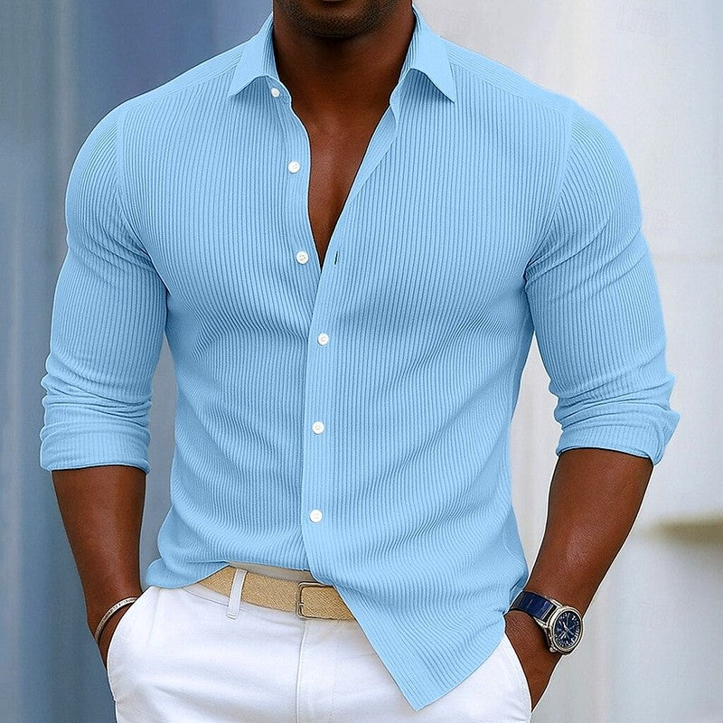Marc - Men's Ribbed Slim Fit Button-Front Shirt