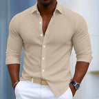 Marc - Men's Ribbed Slim Fit Button-Front Shirt
