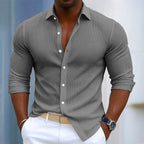 Marc - Men's Ribbed Slim Fit Button-Front Shirt