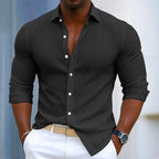 Marc - Men's Ribbed Slim Fit Button-Front Shirt