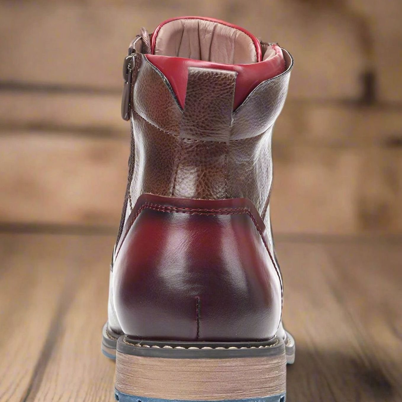 Marco - Men's Dual-Zip Lace-Up Cap-Toe Leather Ankle Boots