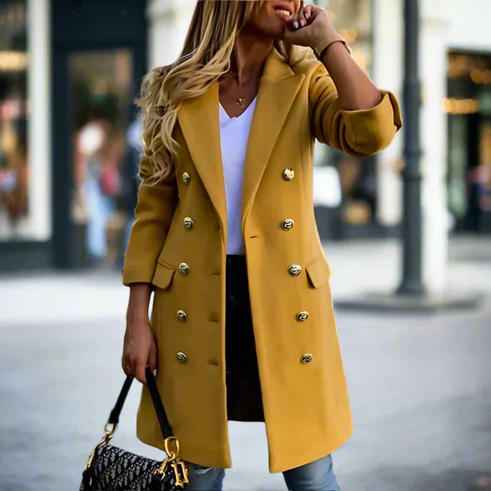 Margaux - Women's Double-Breasted Blazer Coat with Silver Buttons