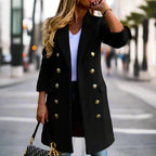 Margaux - Women's Double-Breasted Blazer Coat with Silver Buttons