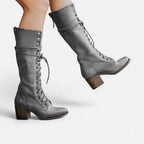 Margery - Women's Lace-Up Knee-High Boot with Block Heel