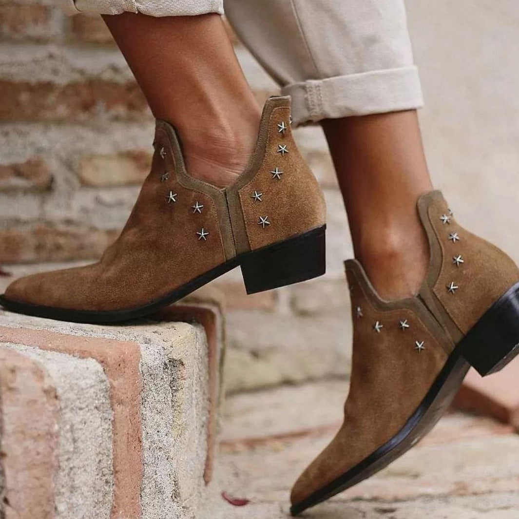 Margery - Women's Pointed-Toe Star-Stud Ankle Boots