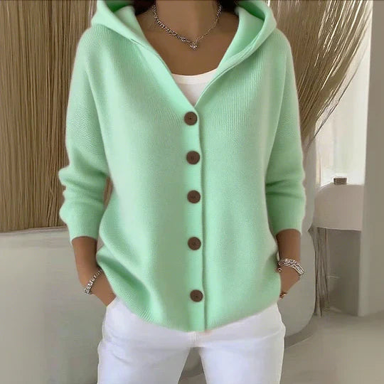 Margot - Women's Hooded Button-Front Cardigan
