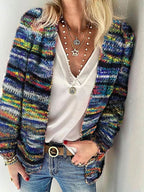 Margot - Women's Multicolor Striped Knit Cardigan