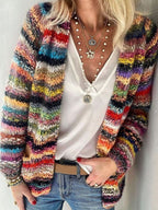 Margot - Women's Multicolor Striped Knit Cardigan