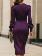 Margot - Women's Satin Wrap Midi Dress